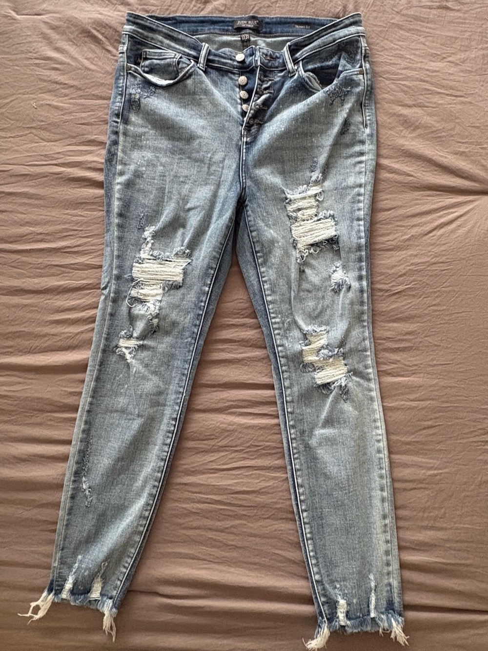 Judy Blue Light Blue Distressed Skinny Jeans